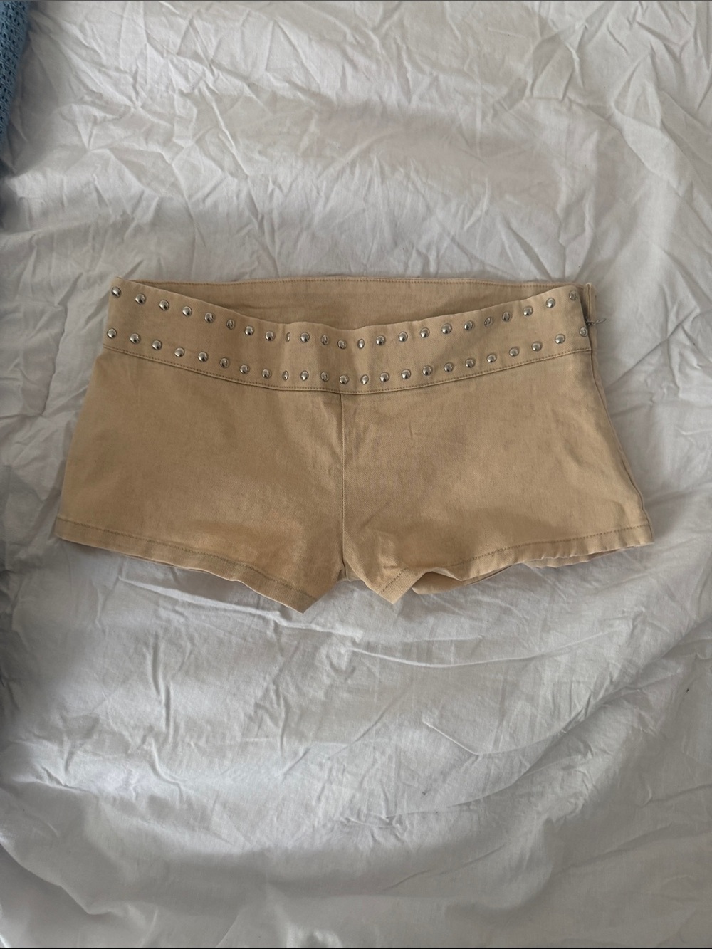 No Boundaries Beige Studded Bike Shorts